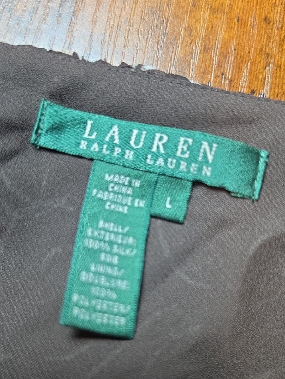 LAUREN RALPH LAUREN | NWT 100% Silk Ruffle Floral Peplum Blouse Brown Cream | L - Picture 3 of 8